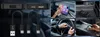 Collage of images showing a car adapter, cables, and its use in a car. Produktbild-Vorschau