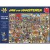 The image shows the packaging of a 1000-piece puzzle by Jan van Haasteren, titled 'National Championships Puzzling'. The puzzle itself is depicted on the box, showing a crowded scene of people participating in a puzzling competition. Produktbild-Vorschau