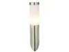 A modern outdoor lamp with a brushed metal base and a frosted glass top. Anteprima dell’immagine prodotto