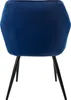 A dark blue velvet chair with black metal legs, shown from the back. Náhled obrázku produktu