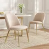 6 Esszimmerstühle aus Samtstoff, beige mit Gold, bequem & Produktbild-Vorschau 2