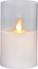 A close-up of a white LED candle inside a clear glass cylinder. Podgląd zdjęcia produktu