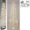 A decorative illuminated tree with 1600 LEDs, shown in its packaging and as a standalone product, alongside a safety certification icon. Produktbild-Vorschau