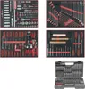 A collage of four images showing different tool sets and a toolbox filled with tools. Produktbild-Vorschau