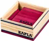 A wooden box filled with red wooden building blocks, with the brand name 'Kapla' visible on the box and blocks. Produktbild-Vorschau