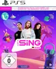 The image is a marketing graphic for the video game 'Let's Sing 2025' on PS5, featuring three artists and various game-related icons. Produktbild-Vorschau