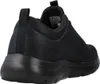 A black Skechers sneaker shown from the back. Voir les images du produit