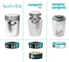 Collage showing three different models of Tommee Tippee diaper disposal systems and their corresponding refill cassettes. Voir les images du produit