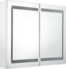 A front view of a white LED medicine cabinet with two mirrored doors. Produktbild-Vorschau