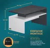 A diagram of a modern coffee table with dimensions and assembly information. Anteprima dell’immagine prodotto