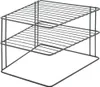A black wire corner shelf unit with two tiers, shown against a white background. Produktbild-Vorschau