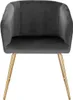 A dark gray velvet armchair with gold metal legs, presented against a white background. Produktbild-Vorschau
