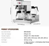 Product specifications for a commercial coffee maker. Produktbild-Vorschau
