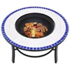 Braciere a Mosaico Blu e Bianco 68 cm in Vetroceramica Anteprima dell’immagine prodotto 3
