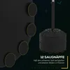 A close-up view of the base of a punching bag with suction cups, and a partial view of the bag itself. The background is dark with graphic elements. Produktbild-Vorschau