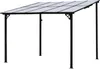 A black metal framed patio canopy with a clear, segmented roof. Produktbild-Vorschau