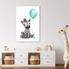 Leinwand Bilder 60x90 cm - Kinder Ballon - Zebra - Blauer, Produktbild-Vorschau 3