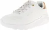 A white Skechers sneaker with rose gold accents is shown from a side angle against a white background. Voir les images du produit