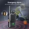 A walkie-talkie is shown in the foreground, with a scene of an emergency in the background where one person is performing CPR on another. Produktbild-Vorschau