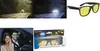 Collage of images showing night driving conditions, a couple wearing night vision glasses in a car, and a product package with night vision glasses. Produktbild-Vorschau