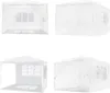 A collage of four images showing different views of a white party tent or gazebo. Voir les images du produit