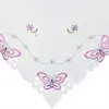 A white curtain with embroidered purple butterflies and flowers. Anteprima dell’immagine prodotto