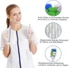 A woman in a white lab coat holding an electric toothbrush, with close-up images and text describing its features. Voir les images du produit