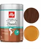 A collage showing a can of Illy coffee and two circular samples of coffee grounds and a coffee puck. Produktbild-Vorschau