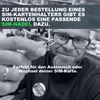 A man holding a SIM card ejector tool in front of his face, with text overlays. Produktbild-Vorschau