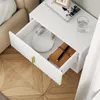 SoBuy Nachttisch FBT176-E-W mit geöffneter Schublade: Kopfhörer und Notizbuch im skandinavischen Design Produktbild-Vorschau
