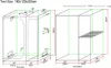 Diagrams showing the dimensions and components of a grow tent. Podgląd zdjęcia produktu