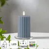 LED Wachskerze Flamme Stripe Batterie Timer blau 15x7,5cm Produktbild-Vorschau 14