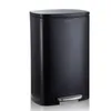 A black pedal trash can with a silver pedal and lid. Produktbild-Vorschau