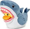 A plush toy shark with its mouth open, revealing a smaller plush toy duck inside. Podgląd zdjęcia produktu