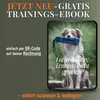 A marketing image promoting a free training ebook about dog training with a dummy. Produktbild-Vorschau