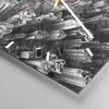 Wanduhr - Quadrat - Glasuhr - Wolkenkratzer mit Berge - Produktbild-Vorschau 5