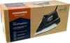 The image shows the retail packaging of a Grundig steam iron. Produktbild-Vorschau