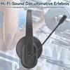 A person is working out in a gym, with a headset overlaid on the image. Produktbild-Vorschau