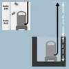 Diagram showing a submersible pump in a water tank and its automatic on/off levels, with maximum head height indicated. Produktbild-Vorschau