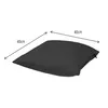 A dark gray cushion is shown with dimensions indicated by arrows and text. Produktbild-Vorschau