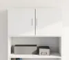 A white wall-mounted cabinet with two doors, and two storage boxes on the shelf below. Produktbild-Vorschau