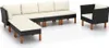 7-tlg. Garten-Lounge-Set Poly Rattan Eukalyptusholz Schwarz Produktbild-Vorschau 1