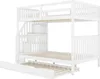 A white bunk bed with a pull-out trundle bed, shown against a white background. Produktbild-Vorschau