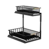 A two-tiered black metal organizer with wooden handles, shown against a white background. Voir les images du produit