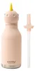 A pink unicorn-shaped water bottle with a yellow horn and a separate straw. Anteprima dell’immagine prodotto