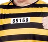 costume de prisonnier jaune et noir à rayures pour hommes Voir les images du produit 10