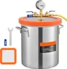 A vacuum chamber with a tempered glass lid, pressure gauge, and accessories, displayed on a white background. Náhľad obrázku produktu