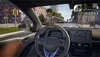 View from inside a car driving through a city street. Produktbild-Vorschau