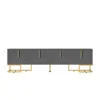 A long, low cabinet with four doors and gold legs and handles, presented against a white background. Produktbild-Vorschau