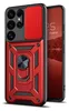 A red and black phone case with a ring holder is shown next to a smartphone. Produktbild-Vorschau